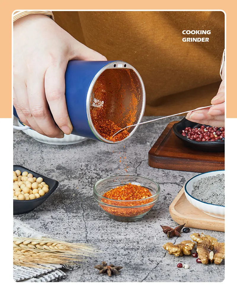 One-touch Push-Button Stainless Steel Spice Grinder for Herb Peanut Grains Beans Coffee Grinder Electric