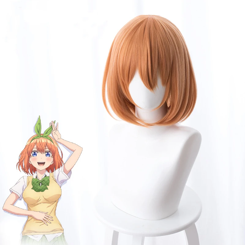 Ainizi Synthetic Bob Orange Japanese Anime the Quintessential Quintuplets Series Role of Nakano Yotsuba Cosplay Wig for Girls