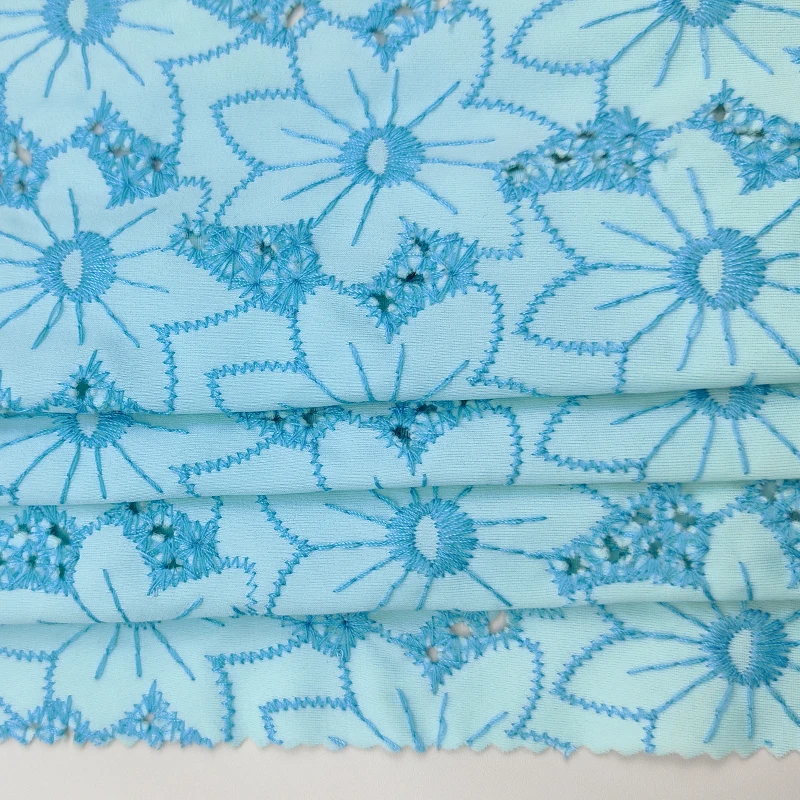 Polyamide elastane fabric spandex nylon embroider design hollow out swimwear fabrics for clothing