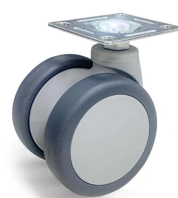 Plastic Double Wheel Central Locking threaded shaft parts casters hospital trolley wheel caster high end big caster wheel