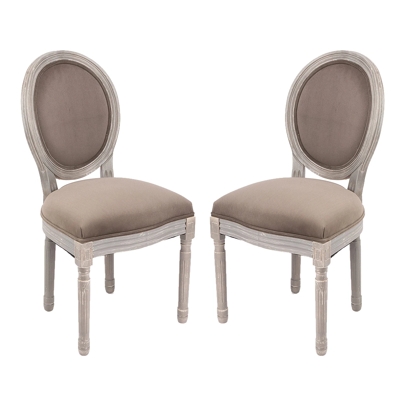 Louis Natural Oak Wood Frame With Oval Back Linen Fabric  Dining Chair  Hotel Chair