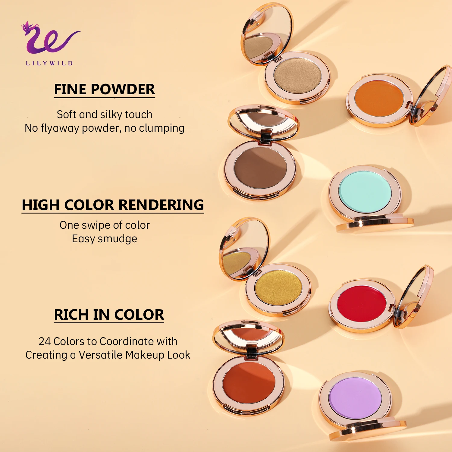 Lilywild High Pigment Organic Natural Wholesale Face Private Label Blusher Magnetic Blush Makeup Compact