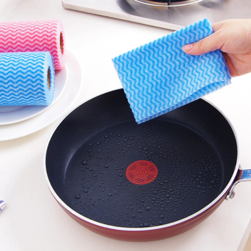 FF2739 Reusable Kitchen Paper Towels Roll Cleaning Wipe Dish Wash Towel Rags Household Disposable Cleaning Cloth