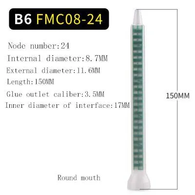 Resin Static Mixer Mixing Nozzles Duo Epoxies of Green Rectangular 08-24(Round Mouth)