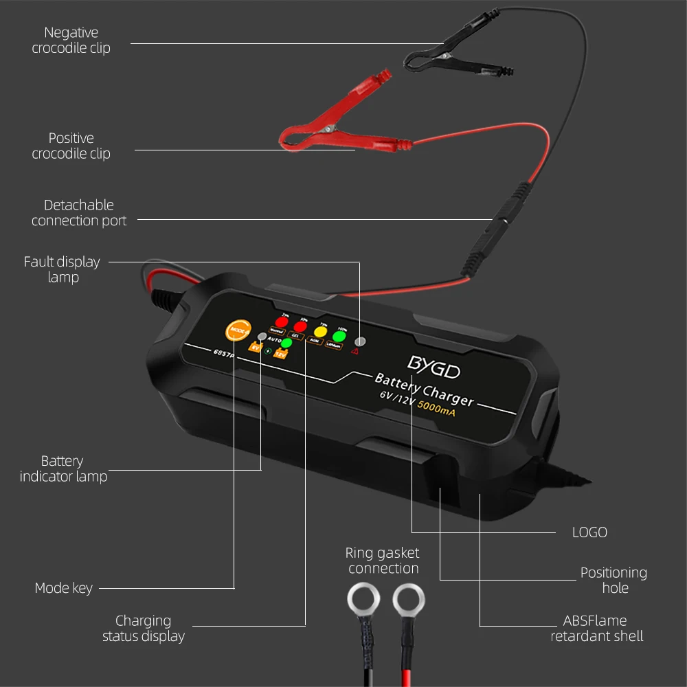 6V battery charger 12v 5A car battery charger high power automatic intelligent lithium battery charger customization