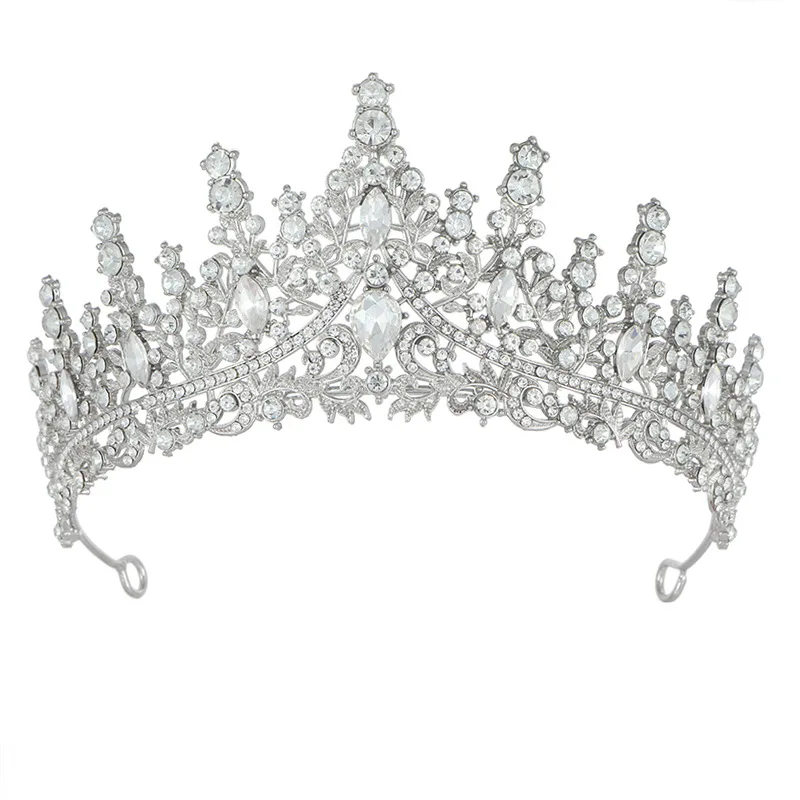 Women Crystal Ladies Party Wedding Pageant Rhinestone Tiara Crown Luxury Silver Princess Crown
