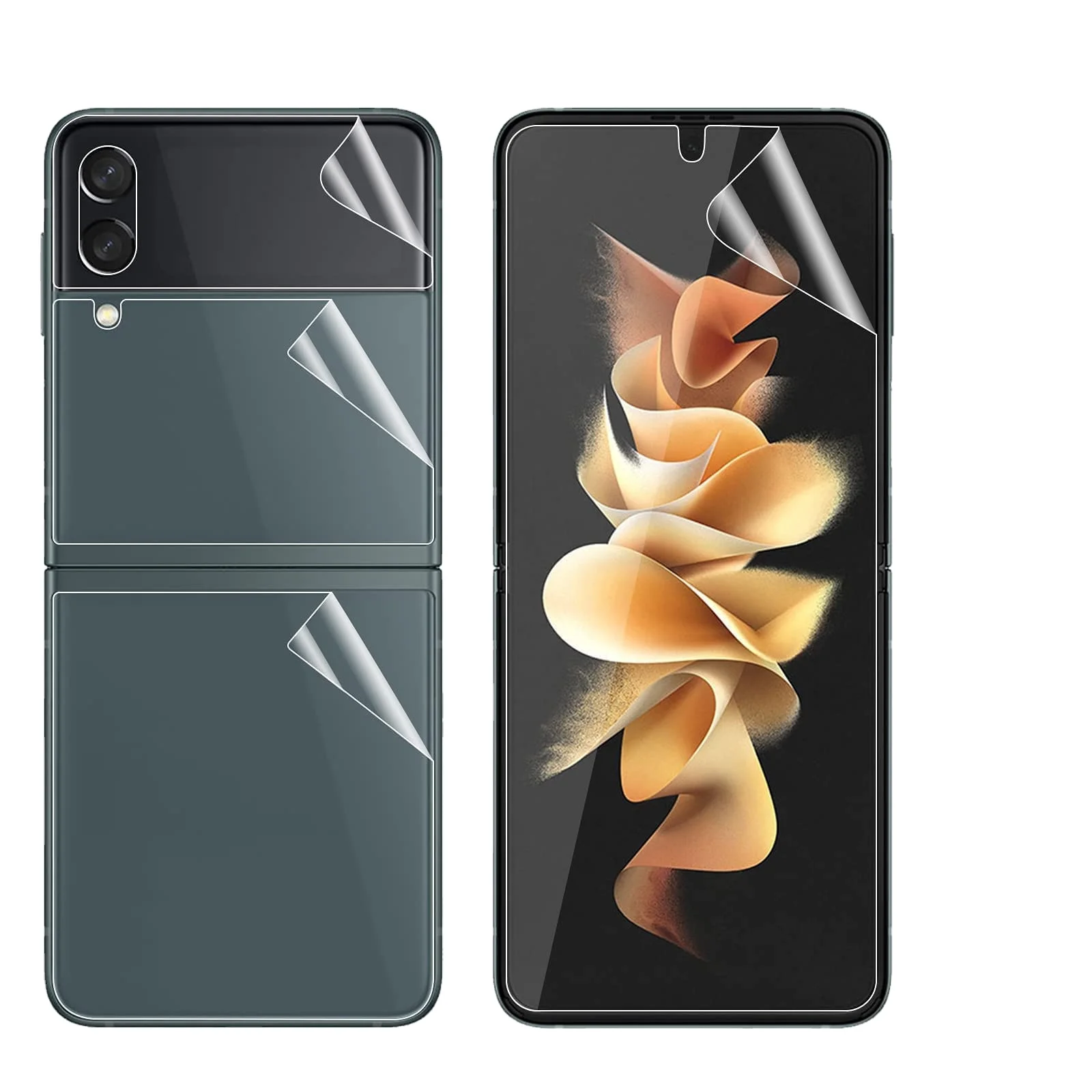 HD Bubble Free Anti Scratch Full Covered Flexible Film Back Cover TPU Soft Screen Protector for Samsung Galaxy Z Flip 3 5G