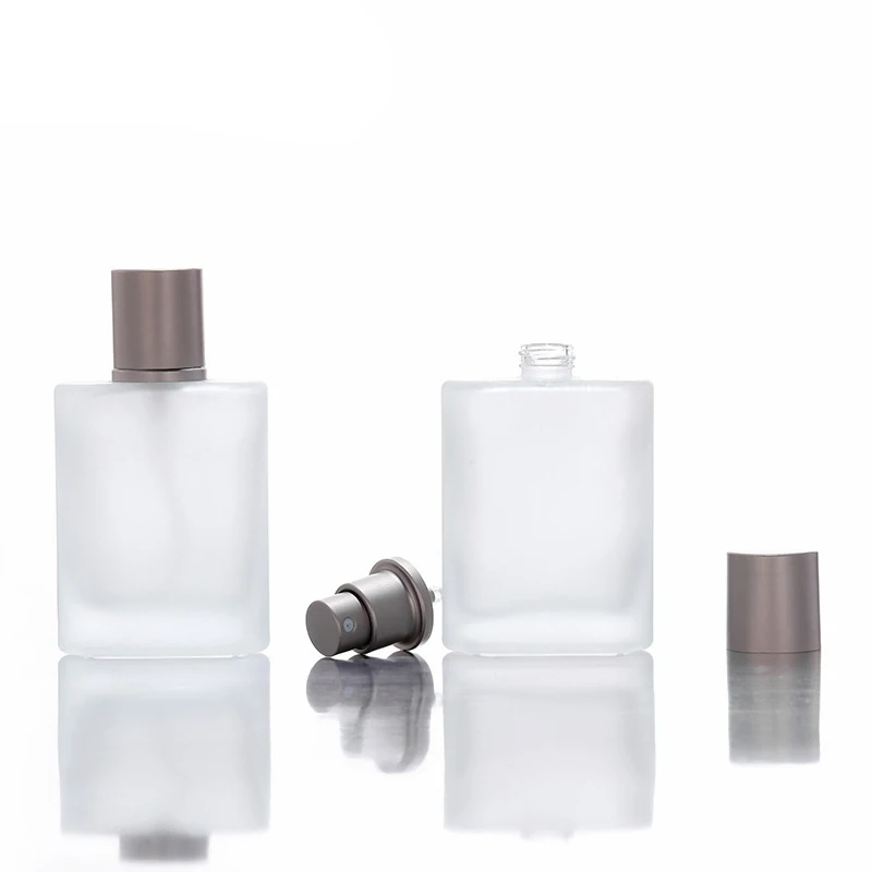 Stock 1oz 30ml Clear Frosted Glass Perfume Bottle With Aluminum Atomizer