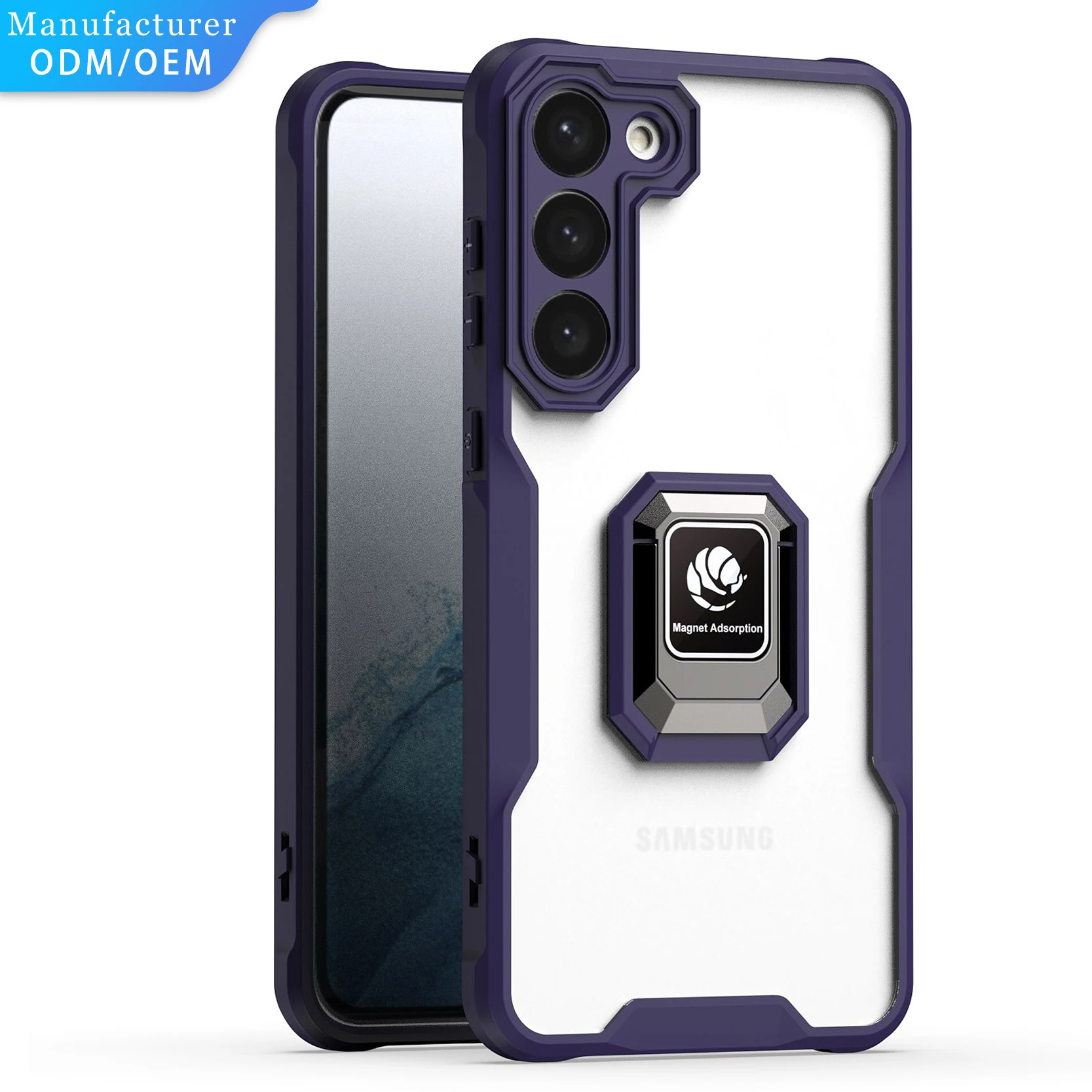 Metal Kickstand Shockproof TPU PC Hybrid Mobile Phone Case For Samsung S23 Plus