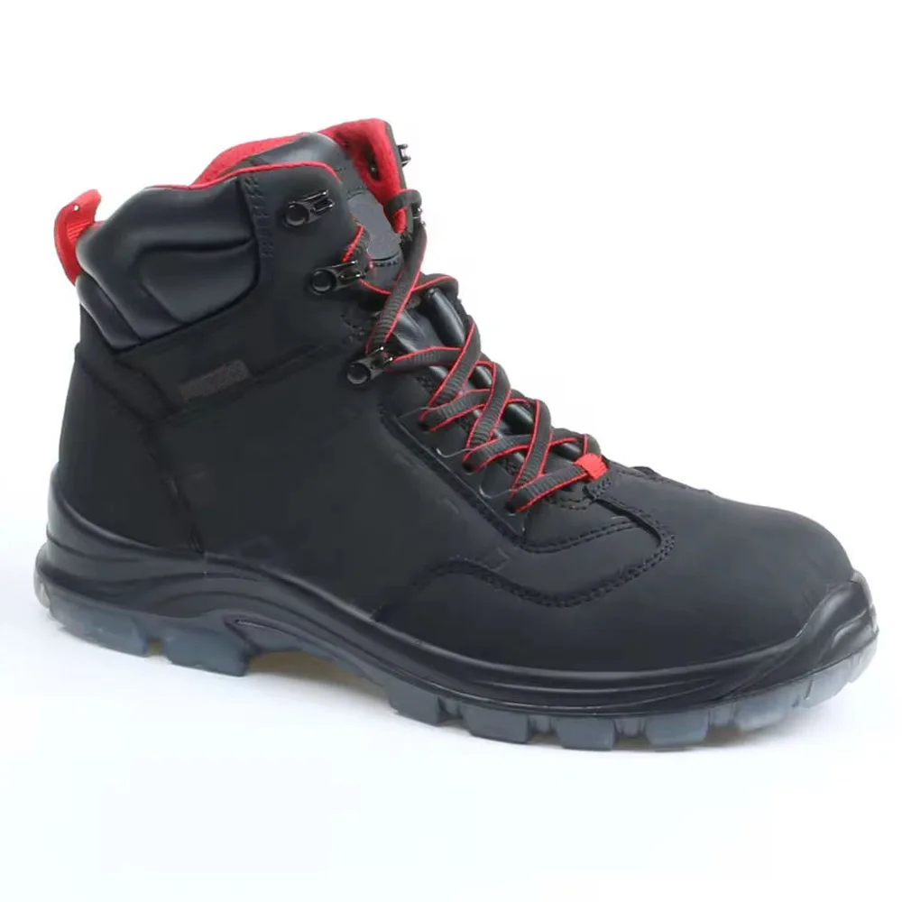 black knight steel toe anti-slip fetish leather working boots for men