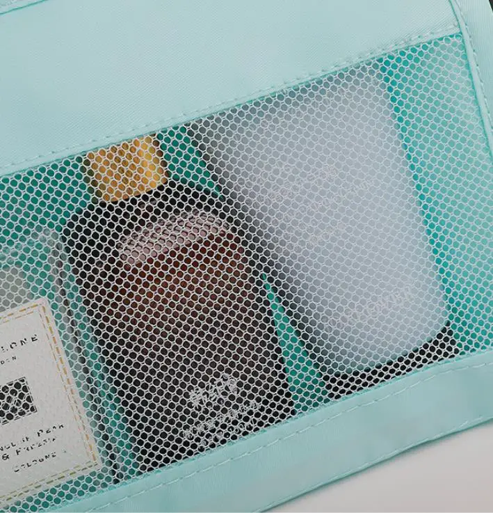 Custom Hanging Toiletry Pouch Bath Clear Skincare Organizer Mesh Inner Pocket Zipper Makeup Pouch Cosmetic Bag