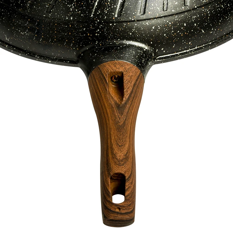 Large Commercial Non-stick Induction Cast Aluminum Cookware Wok Pan