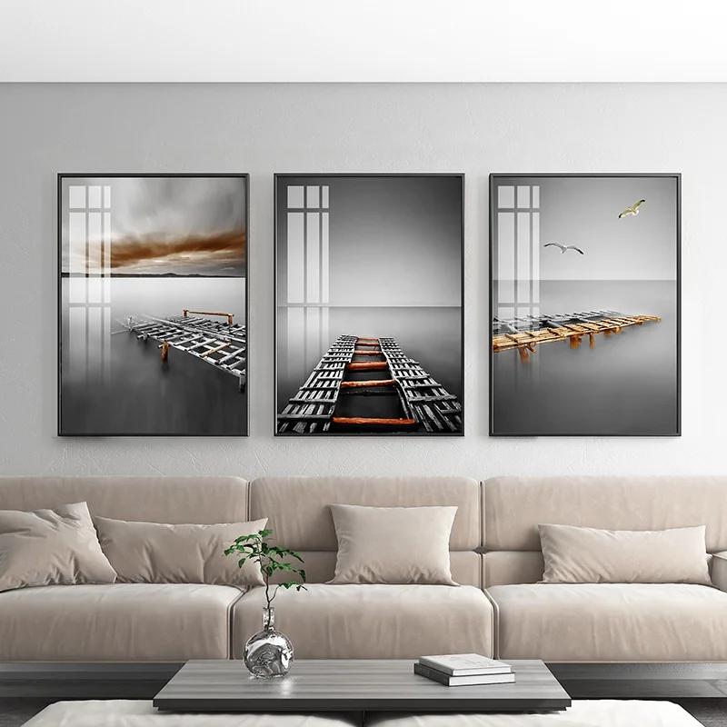 wall decorations for home crystal porcelain painting art glass seascape painting