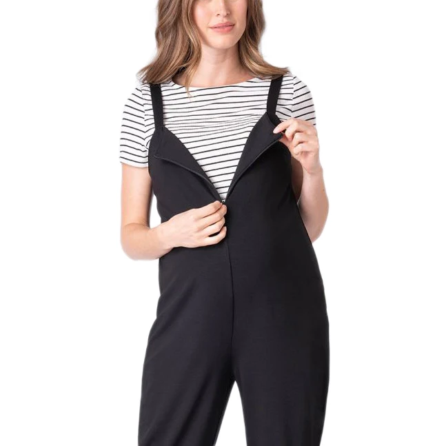 
High Quality 2 Piece Set Nursing Striped Top and Solid Maternity Jumpsuit Outerwear Pregnant Clothes For Women 
