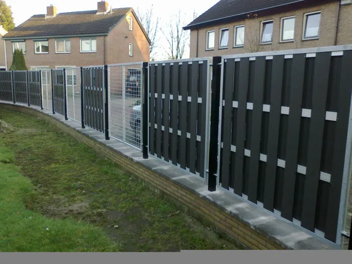 3D deep embossing  Black garden balcony wpc fence Realistic wood look wpc fence