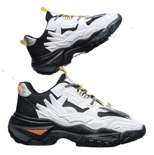 Fashion PU upper thick sole Mens height increasing flat dad shoes Tennis Athletic walking street Shoes for Man