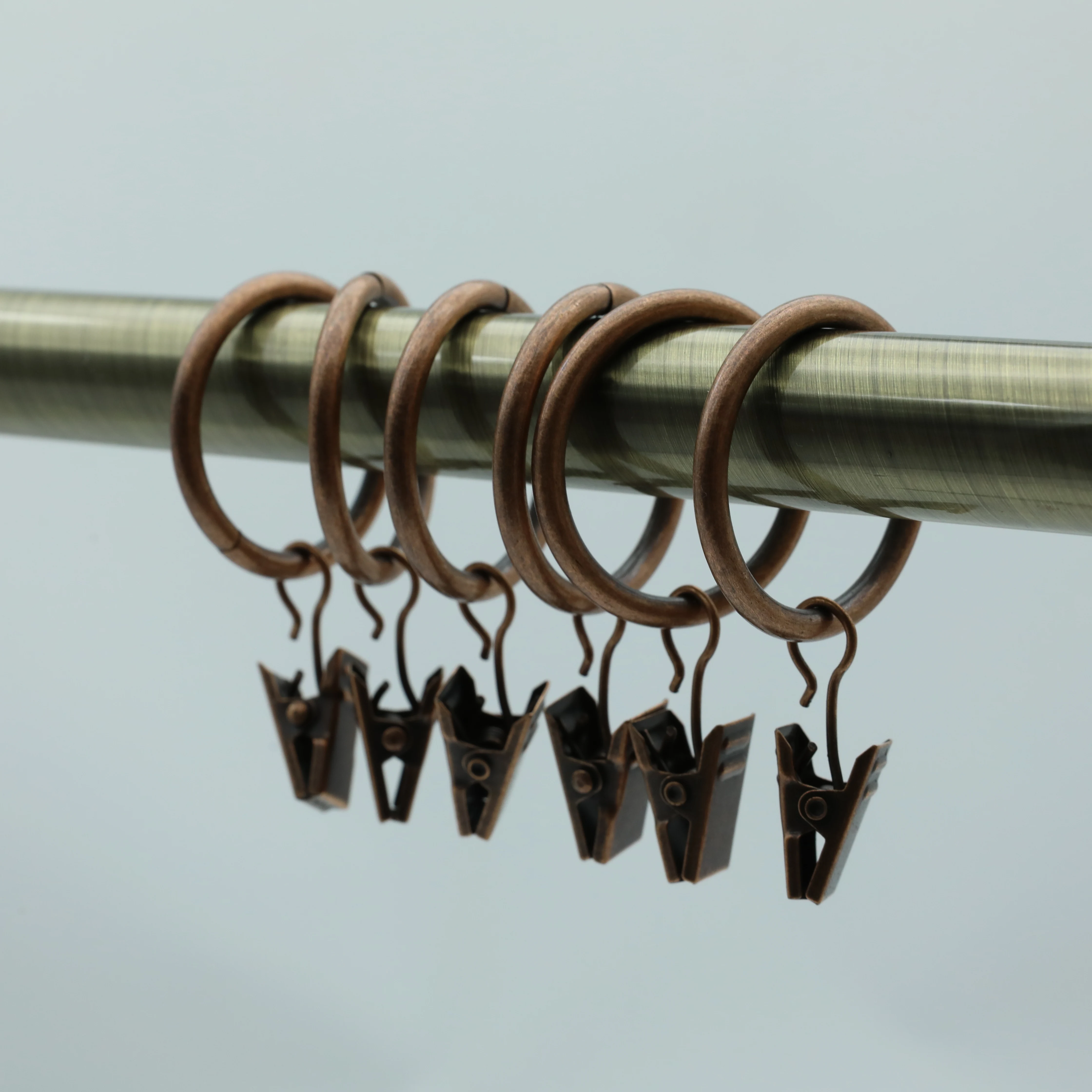 Metal Hanging Hook Ring Clip Shower Rod Hooks Stylish Metal Heavy Duty Curtain Rings with Clips