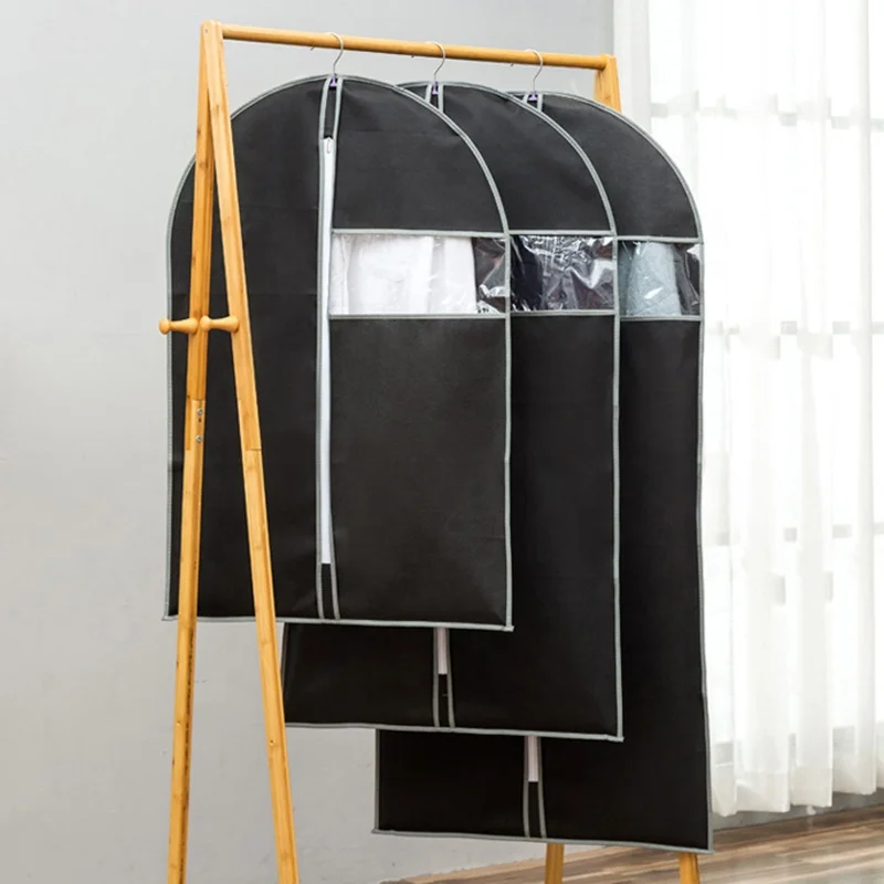 Custom Printed Wedding Dress Garment Bags Reusable Suit Garment Bag Non Woven Clothes Cover With Transparent Window