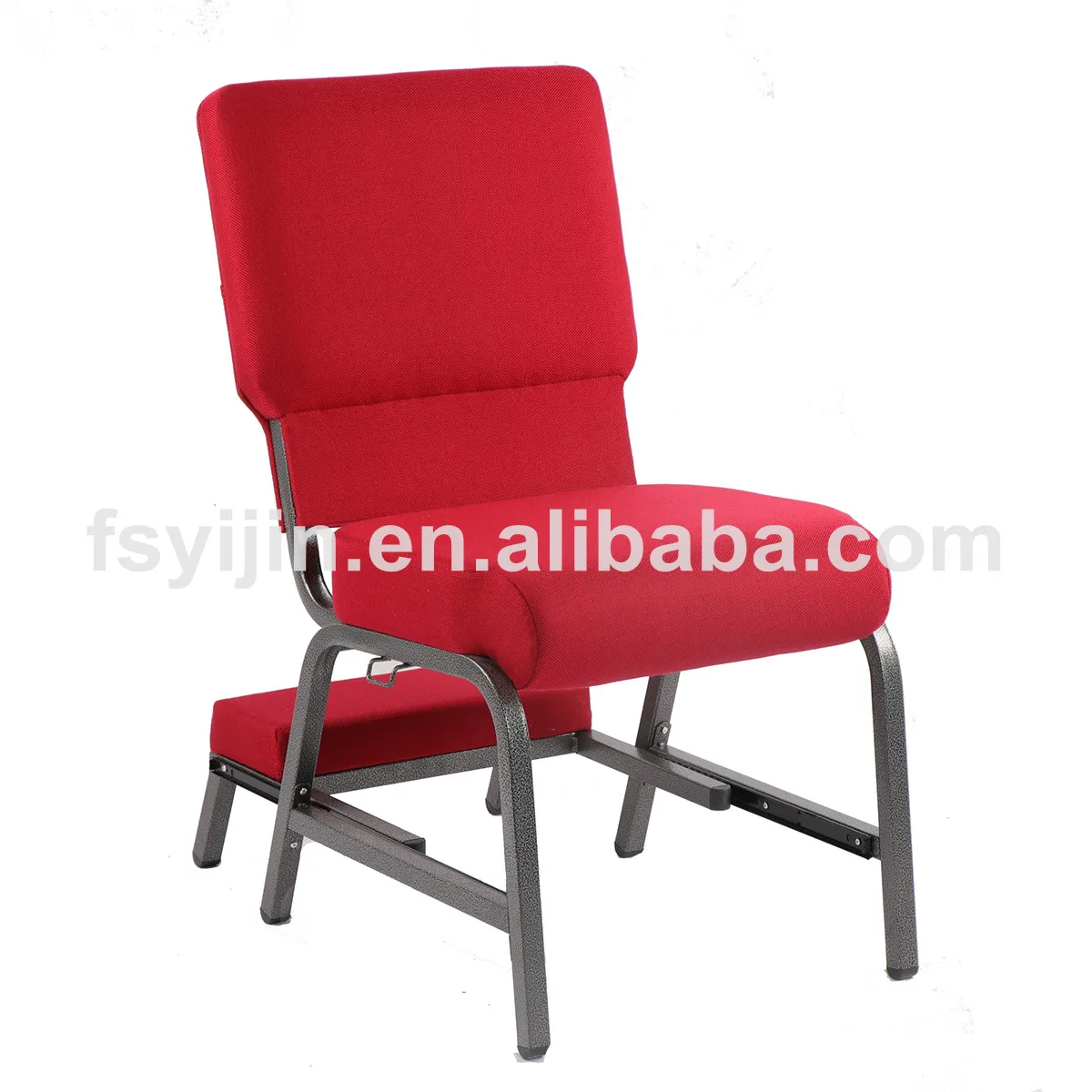 Navy blue high quality interlocking padded church chair with
