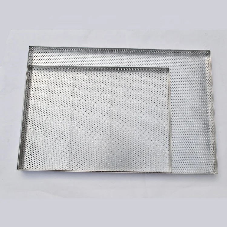 Customized handmade aluminum perforated baking sheet punching baking tray bakeware bread pan for oven baking cooking