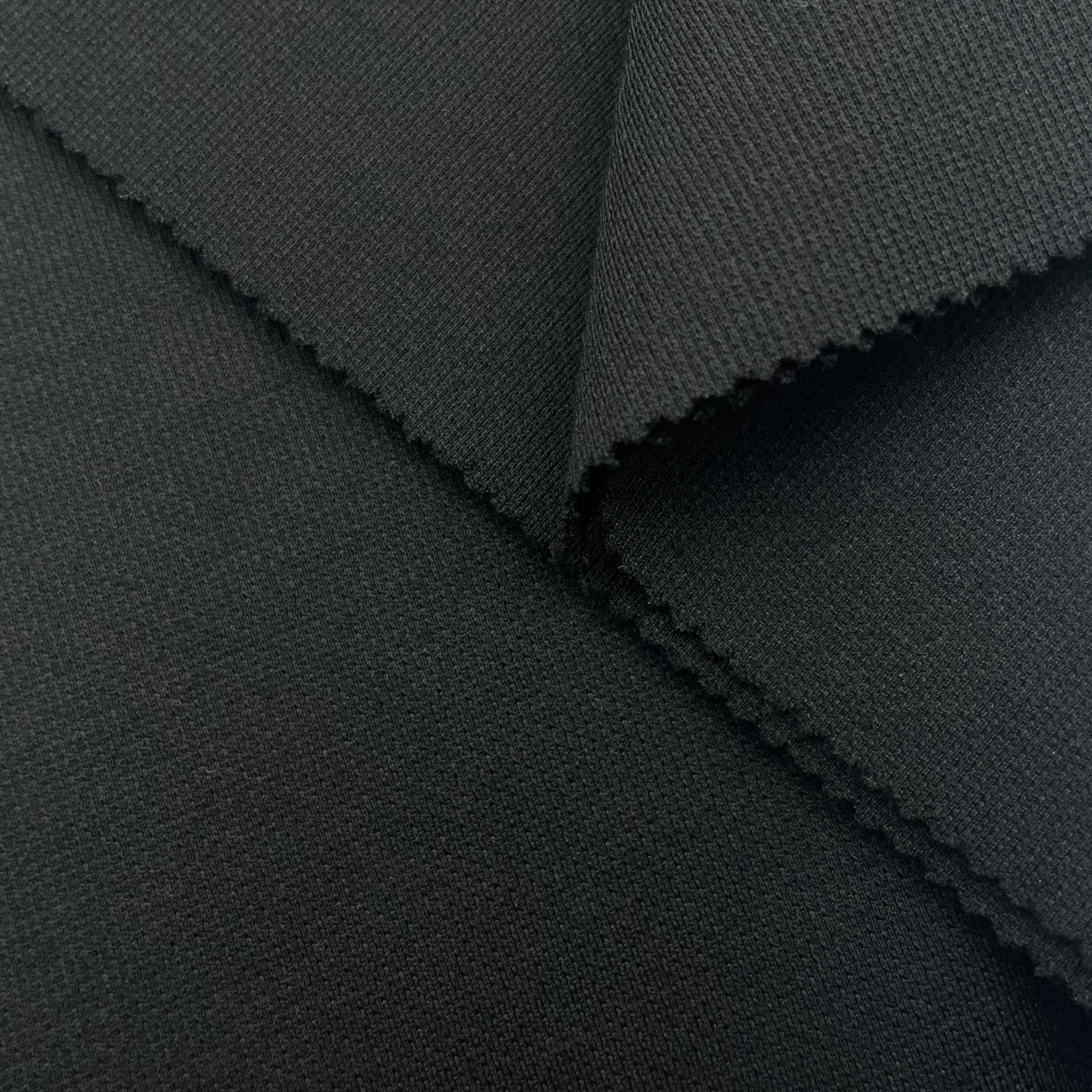 Quality Assurance Knitting Nr Fabric Solid Black Wrinkle-Resistant And Anti-Static Double Face Fabric For Suit Pant
