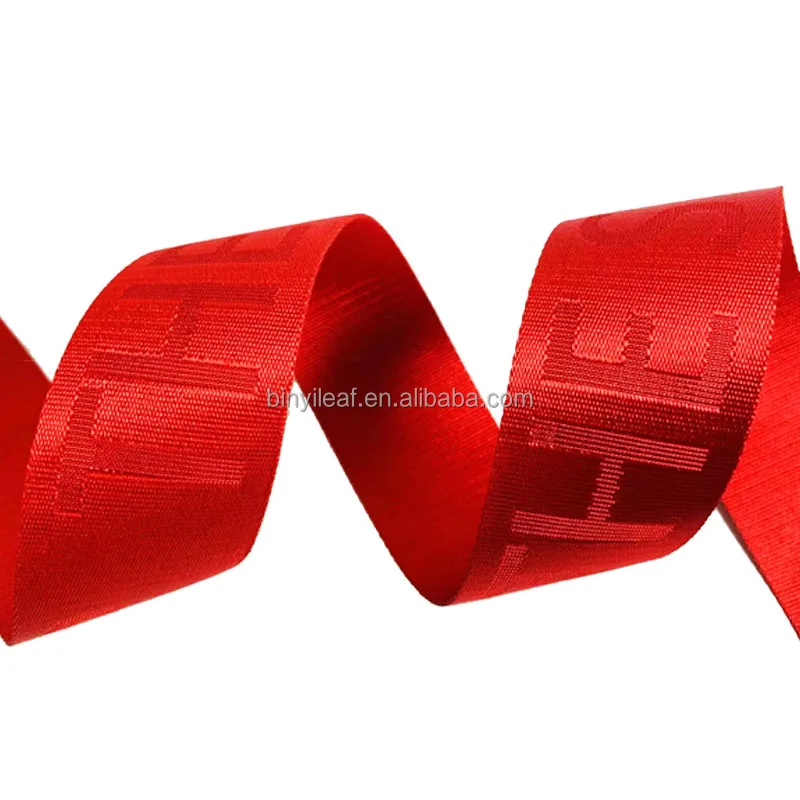 Factory Custom 38MM Embossed Woven Logo Recycled Polyester Webbing Tape Bag Strap Jacquard Durable Nylon Webbing For Shoes