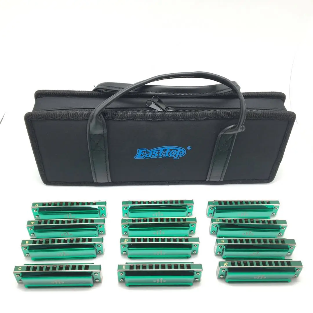 EASTTOP PR020 10 holes harmonica blues harp mouth organ diatonic good harmonica for sale 12keys set