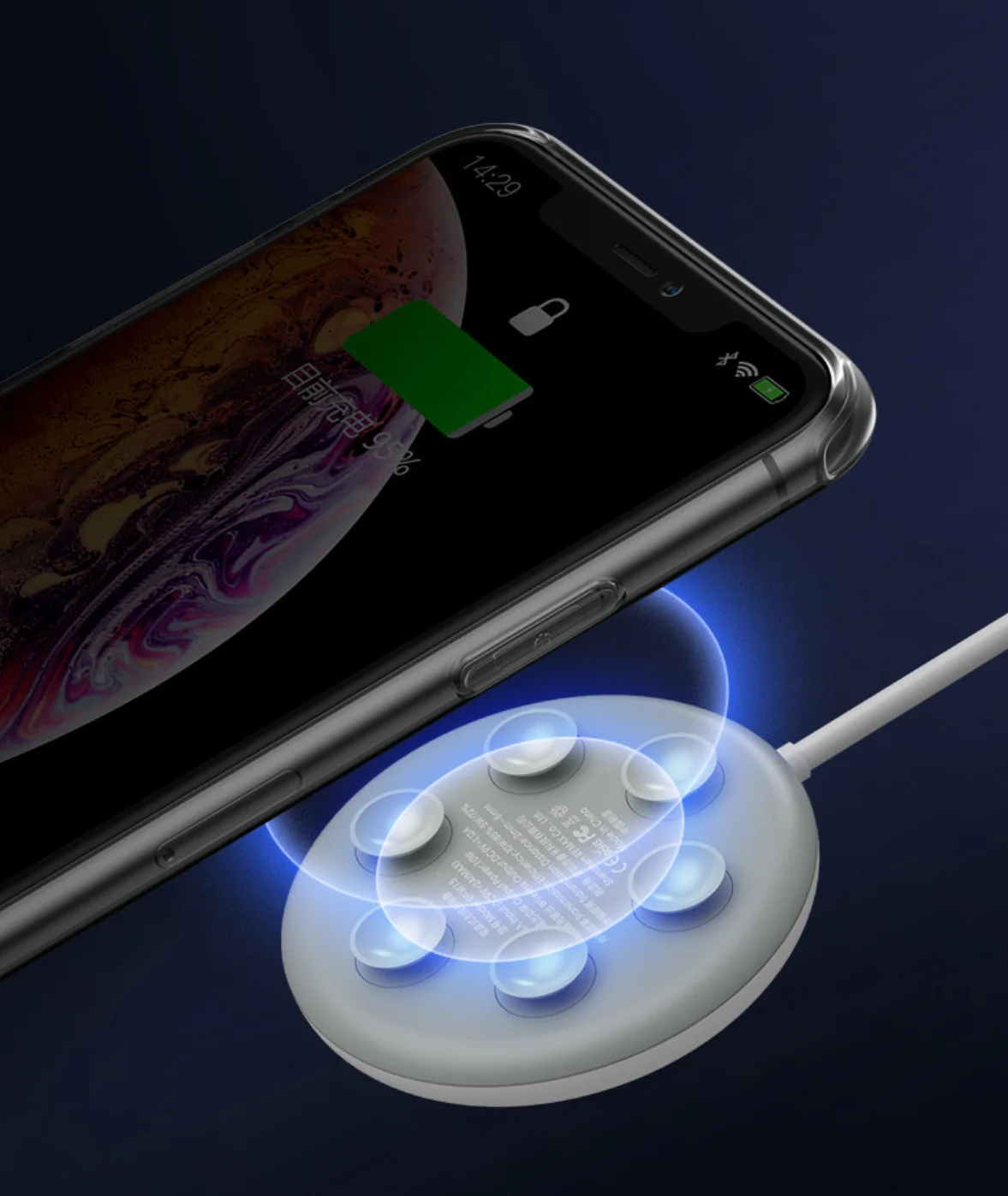 2022 portable Wireless Charger Suction Cup Fast Wireless Charging Pad Indicator Light 5W 10w Qi Charger for iPhone 14