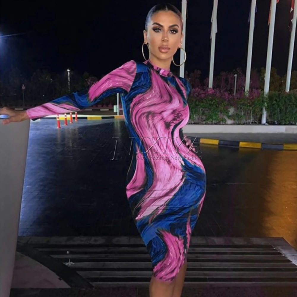 OEM Long Sleeve Knee Length casual fashion women bodycon dresses