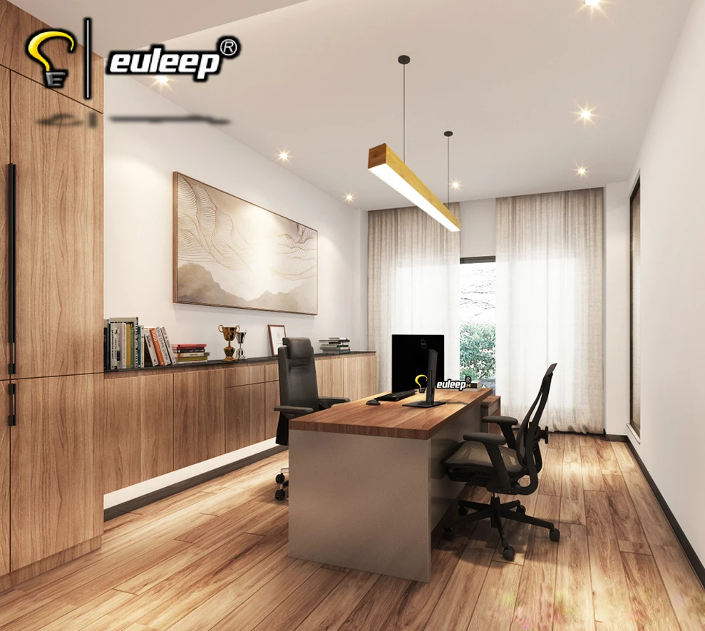 led linear luminaire Factory direct wood grain color profile pendant hanging led lights for office shop light