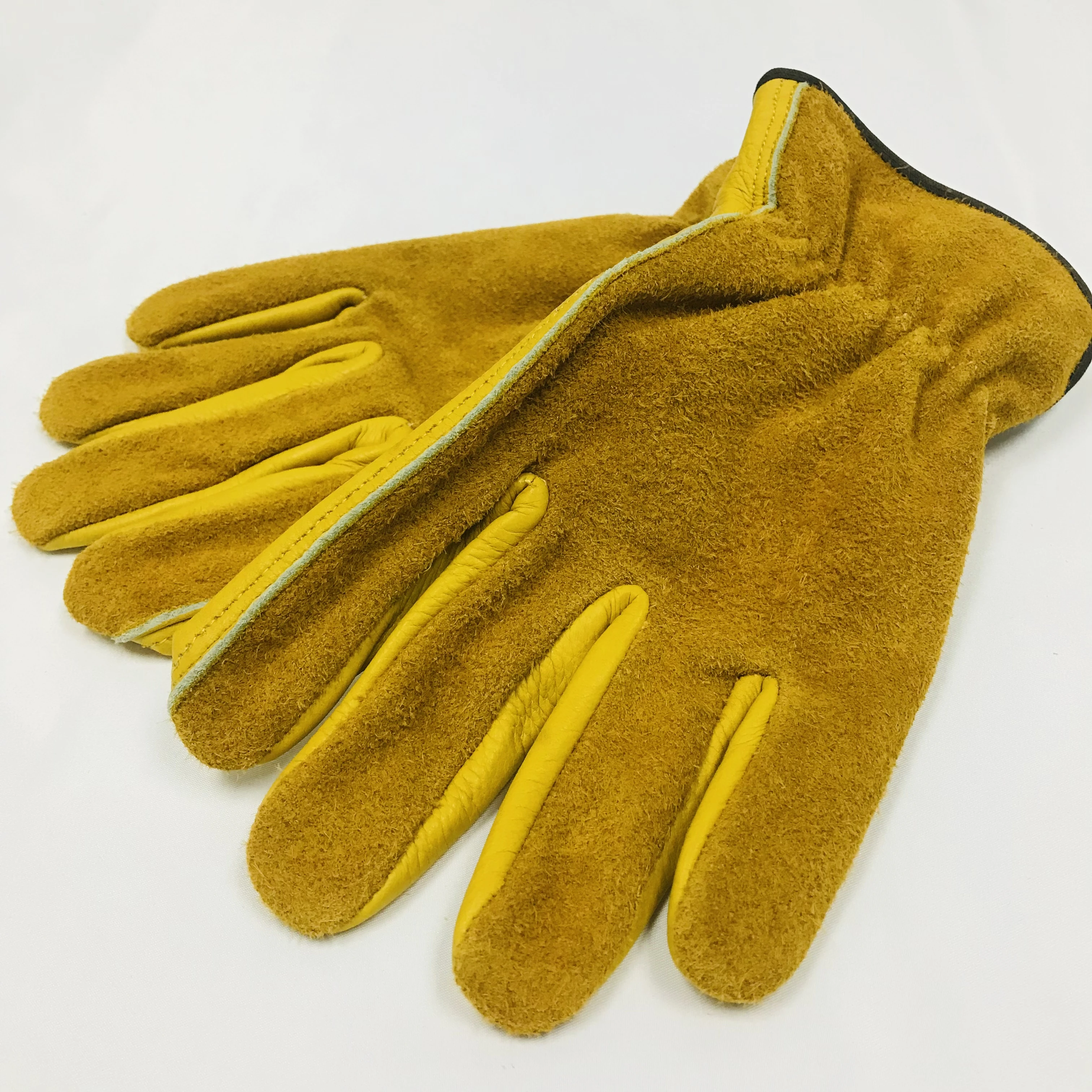 Custom Logo Cowhide Leather Camping Gardening Working  Construction Housework Wear Gloves Protective Gear Grip Bulk Men Women