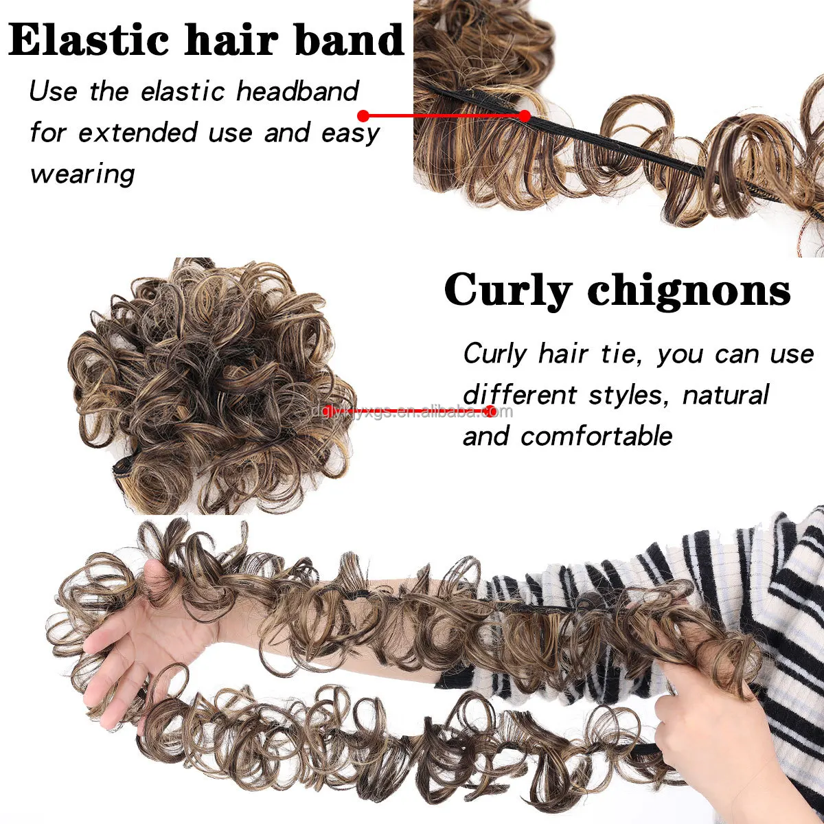 130g twirl Winding type Messy Hair Braid Synthetic wigs water wave wig Hair Donut Chignon Ponytails for women hair