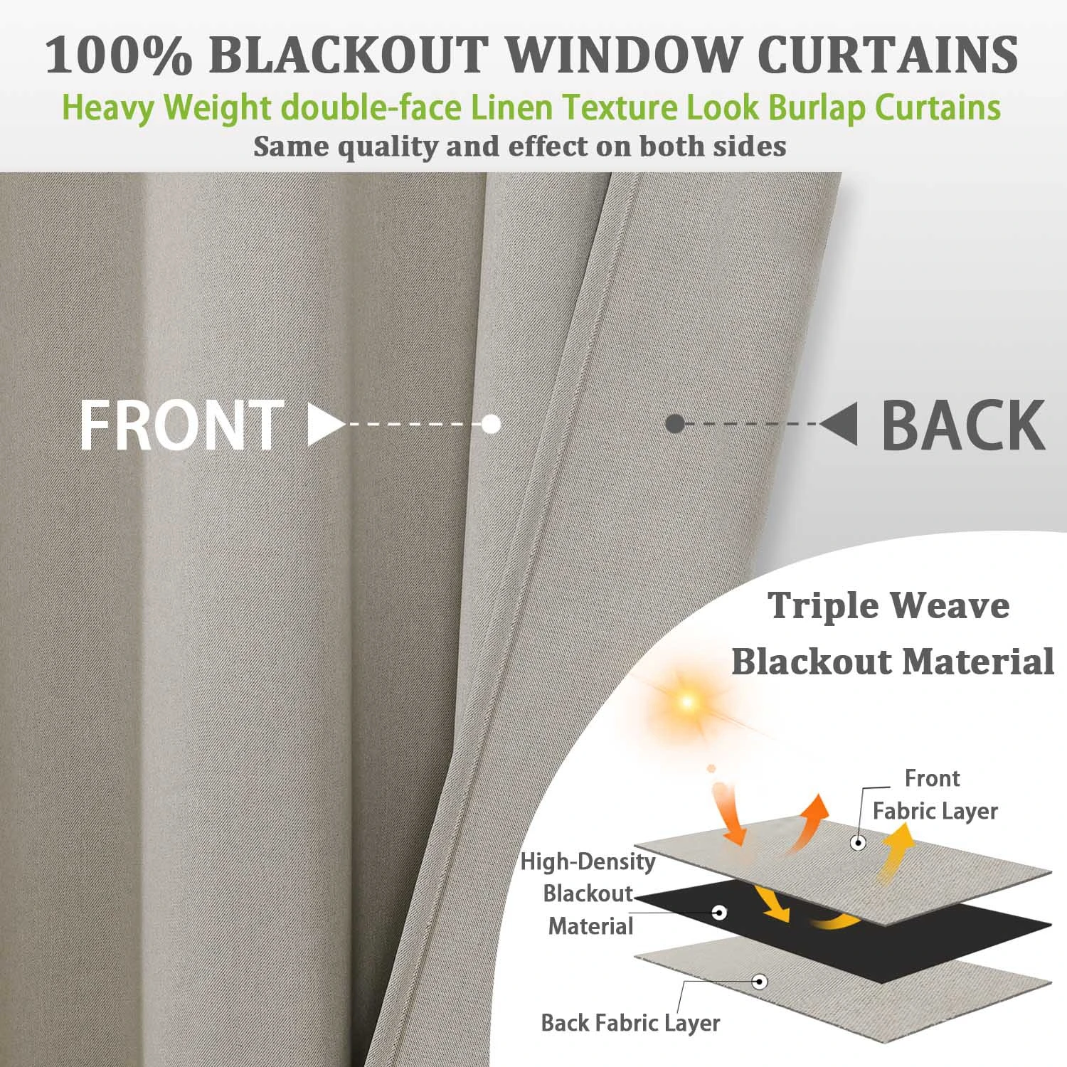 Wholesale Outdoor Window Panel OWENIE Burlap Ready Made Cream Tan Total Blackout Grommet Window Curtain for the Living Room