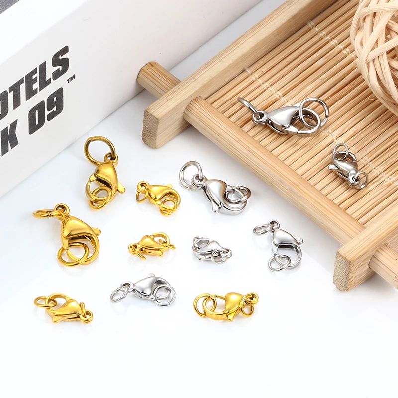 Stainless Steel Heart-Shaped Lobster Clasps Hooks Anklets Pendant Jewelry Findings Necklaces Bracelets for DIY Making