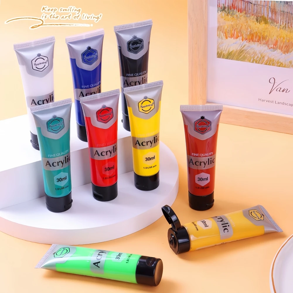 Keep Smiling 24 Colors 30ml/tube DIY Non-Toxic Acrylic Paint Set for Canvas Craft Painting Art Supplies