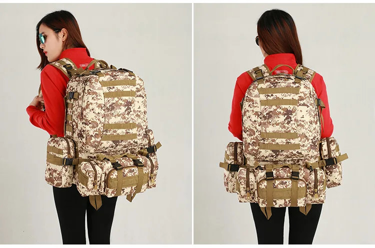 50L Camping Travel Backpack Oxford Cloth Outdoor Hiking Backpack Tactical Mountaineering Large Capacity Backpack