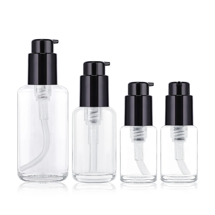 Luxury 30ml 50ml 100ml 200ml liquid foundation cosmetic hair oil face serum pump bottle glass lotion bottles with pumps