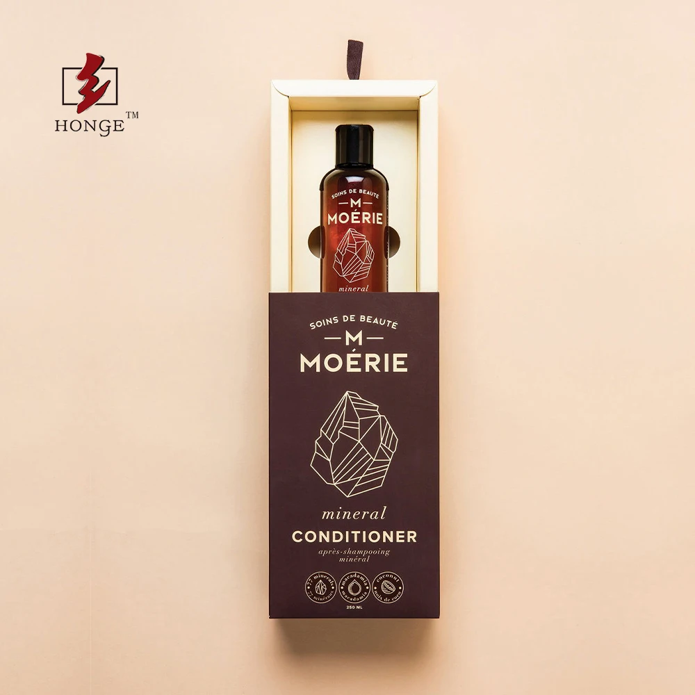 HONGE Luxury Gold Foil Printing Recyclable Essential Oil Glass Bottle Packaging Embossed Sponge Liner for Cosmetic Packaging