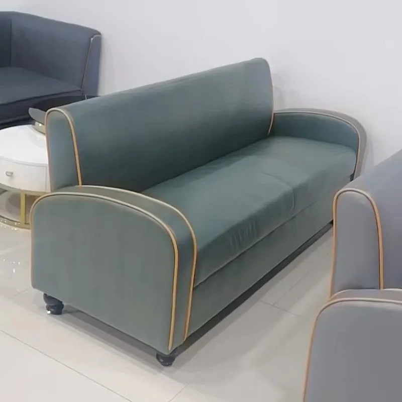 Leather surface material 1.7 meters length sofa cum bed orange high repurchasing rate comfortable backrest quality assurance