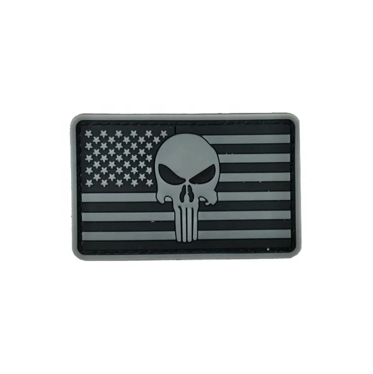 3D Soft USA flag Punisher PVC Rubber Patches military Tactical Clothing Badges with hook and loop backing