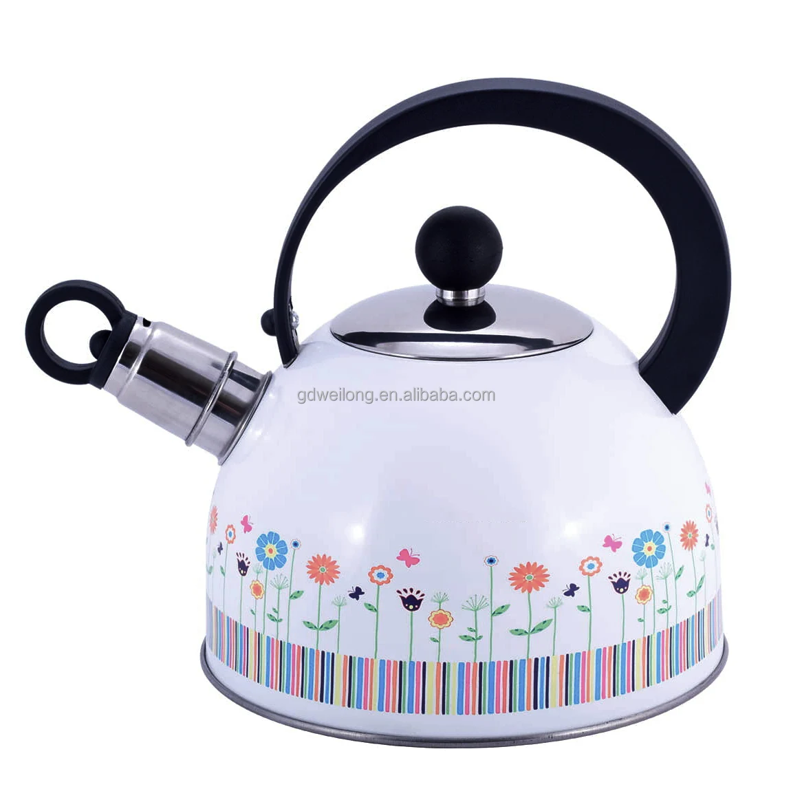 Small Elegant Marble Color Stainless Steel Water Boiling Whistling Tea Kettle Stovetops With Automatic Whistle Device Teapot