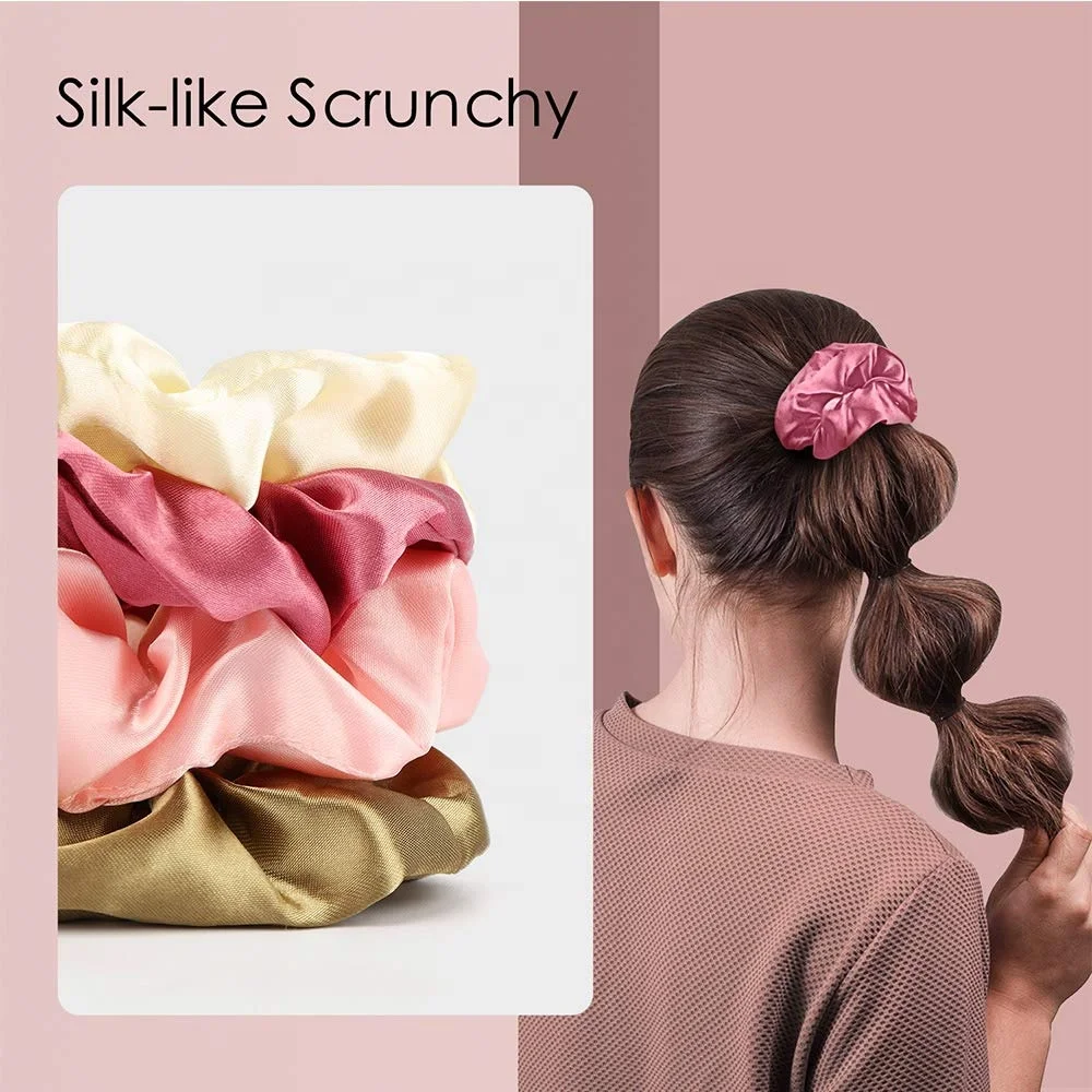 Factory Wholesale Cheap Top Quality Womens Silk Satin Hair Scrunchies
