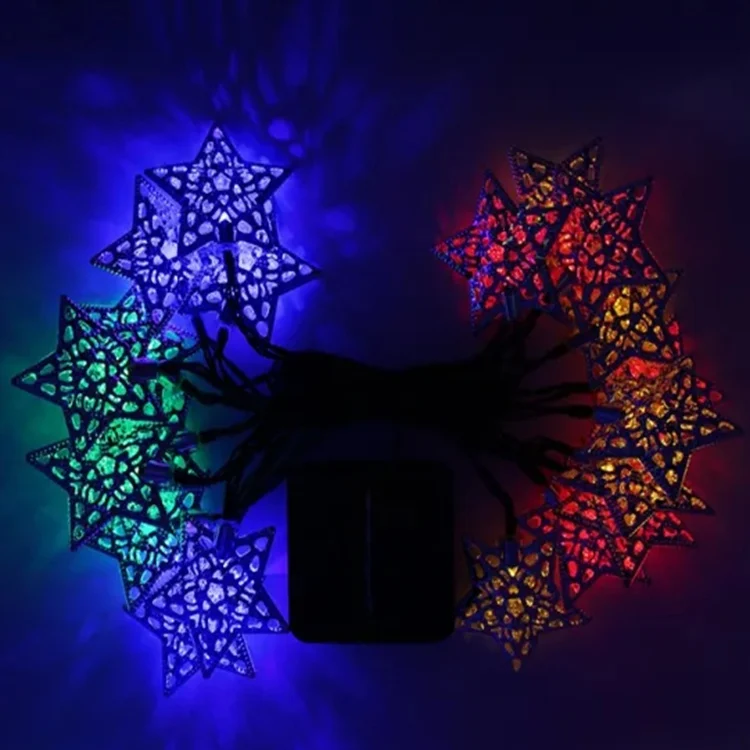 10 Stars String Light 15CM Space Solar String Light Star Shape 4 Colors Led Christmas Tree Lights