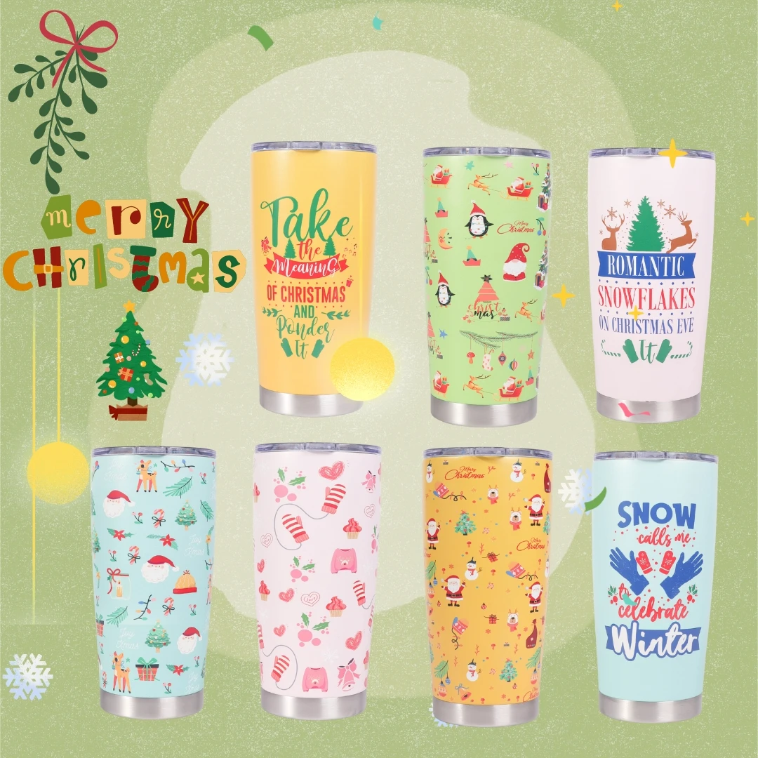 New custom 20oz double wall vacuum thermos coffee mug stainless steel insulated Christmas tumbler cups