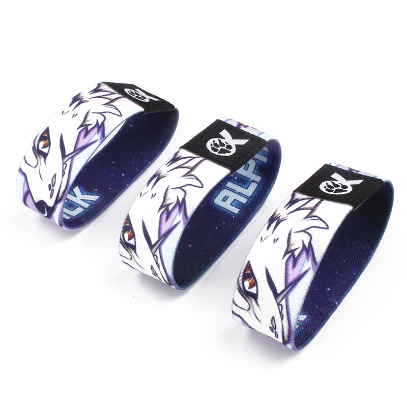 Cheapest oem logo promotional wristbands soft polyester heat transfer custom print design party wristband guangzhou factory