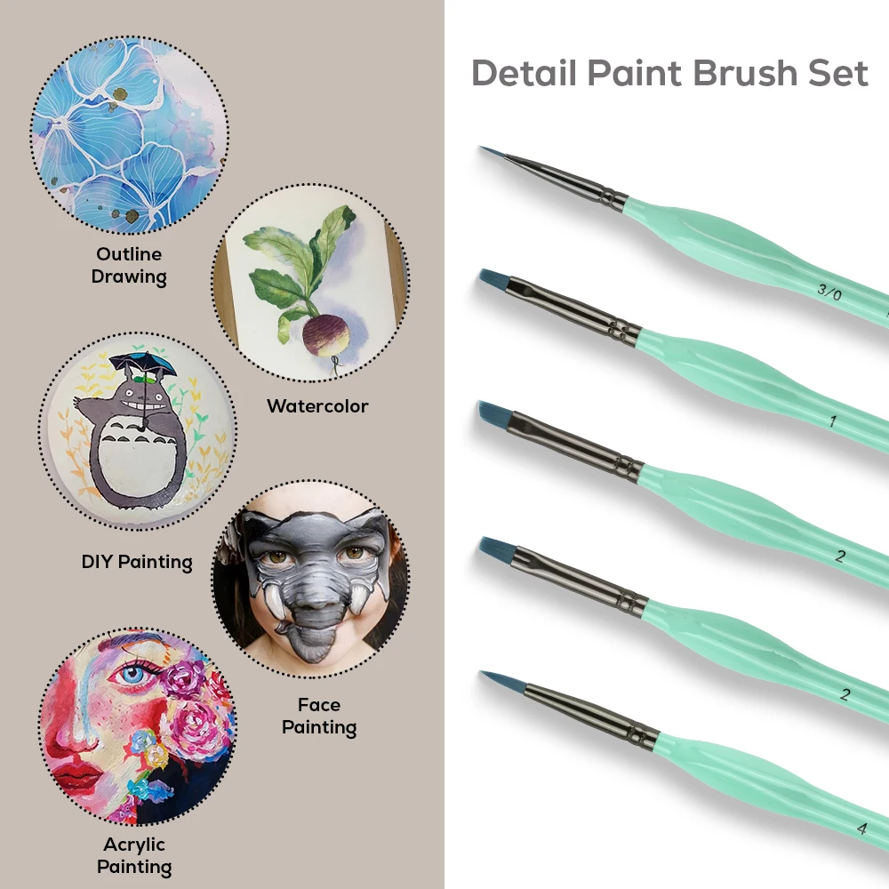 Synthetic Nylon Triangle Wooden Handle Detail small micro detail art brush miniature painting kit thin custom paint brushes