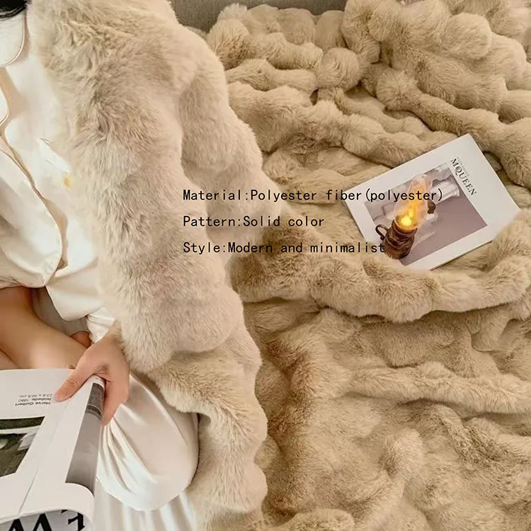 Tuscan Imitation Rabbit Fur Thickened Warm Nap Leisure  Cover Blanket Milk Velvet Blanket for Home