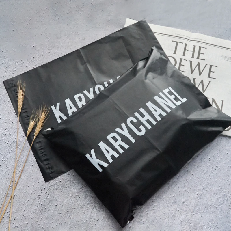 Таможня напечатала логотип черный polymailers поли pe пластиковые курьерской почтой доставка упаковка транспортировочные пакеты для нижнего