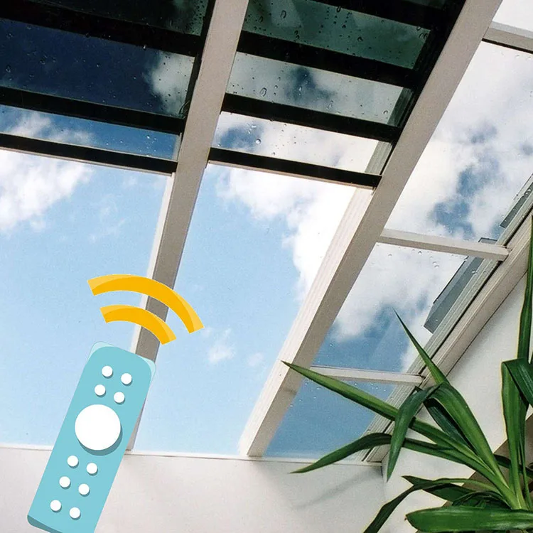 OEM Electric retractable sliding glass roof system skylight roof window slide glass tempered glass roof for pool terrace