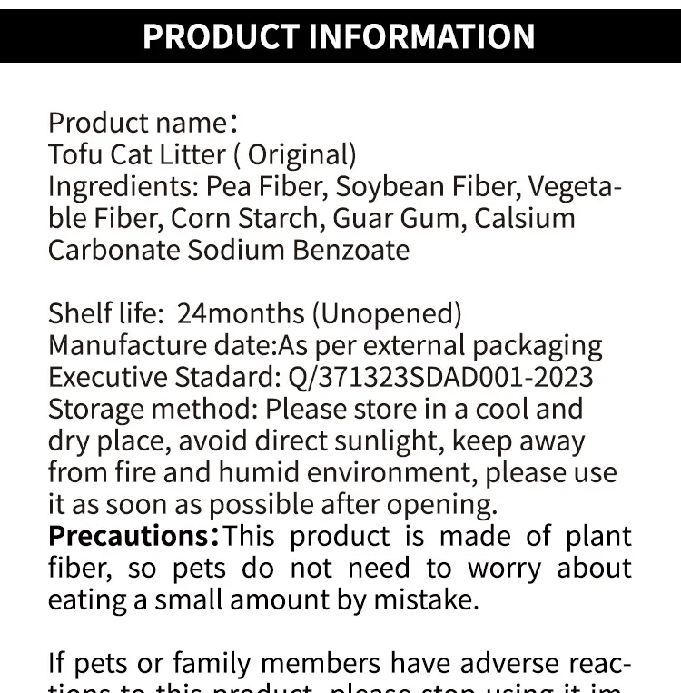 High-end OEM odm  deodorizing and dust-free 6L plant fiber strong caking safe tofu cat litter